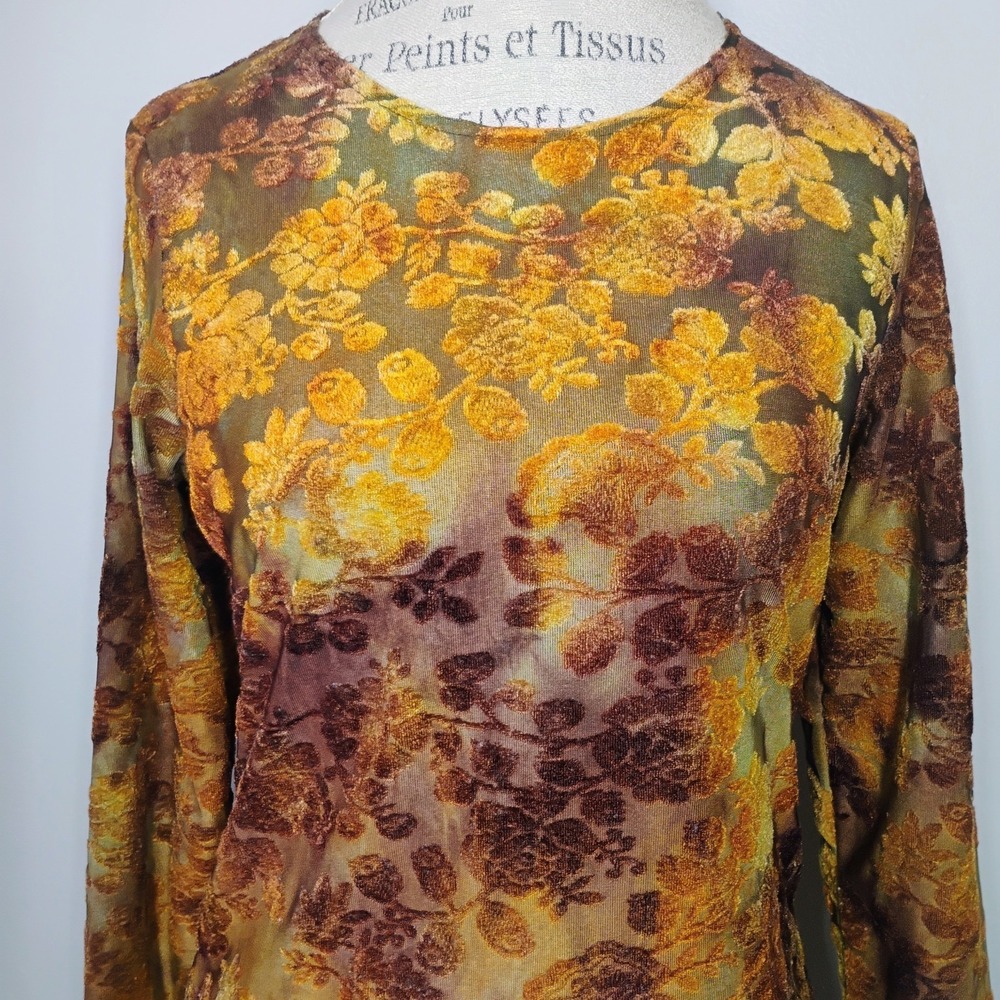 Michele Michelle Y2K Top Womens Small Burnout Velvet Vintage 90s Fairy Grunge - Picture 2 of 8